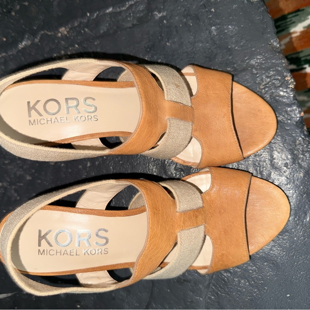 Michael Kors Brown and Cream Women's Sandals